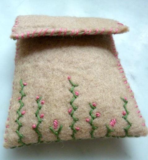 embroidered felt pouch front